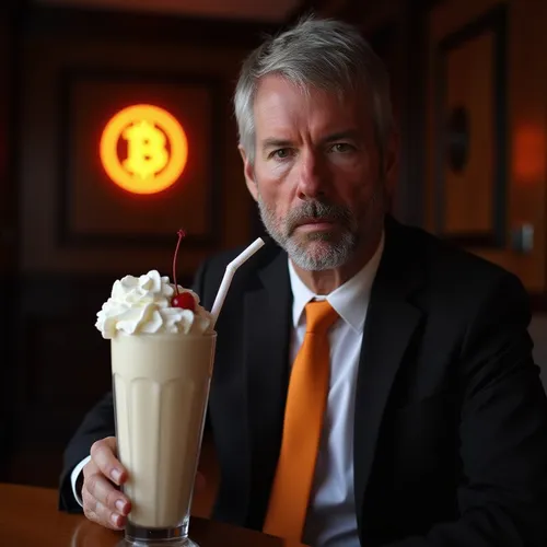 Michael Saylor with a milkshake